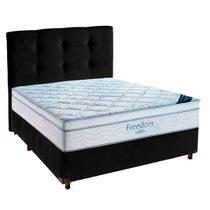 Cama Box Preto Com Colchão Casal Freedom Ortobom e Cabeceira