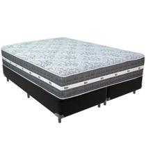 Cama Box Preto e Colchão Black Graphite Molas Ensacadas King 193x203X27 Anjos