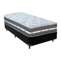Cama Box Preto E Colchão Black Graphite Molas Ensacadas Solteiro 88x188x27 Anjos