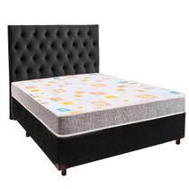 Cama + Box Preto e Colchão D20 Casal - D20 Inducol + Cabeceira Cama + Box Preto e Colchão D20 Casal - D20 Inducol + Cabeceira