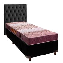 Cama + Box Preto e Colchão D26 Solteiro - Ortophedic Sankonfort + Cabeceira Cama + Box Preto e Colchão D26 Solteiro - Ortophedic Sankonfort + Cabeceira