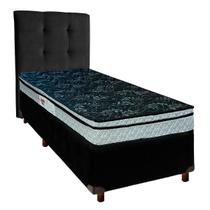 Cama + Box Preto e Colchão D28 Solteiro - Conforto Paropas + Cabeceira Cama + Box Preto e Colchão D28 Solteiro - Conforto Paropas + Cabeceira