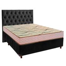 Cama + Box Preto e Colchão D33 Casal - Maxsono Paropas + Cabeceira