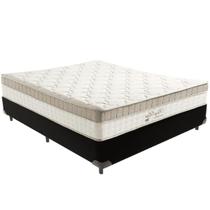 Cama Box Preto e Colchão King Best Bege Molas Ensacadas Casal Anjos