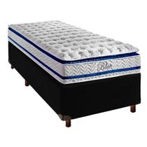 Cama Box Preto Solteiro + Colchão Molas Ensacadas