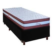 Cama Box Preto Solteiro + Colchão Molas Ensacadas