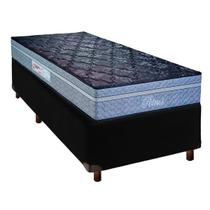 Cama Box Preto Solteiro + Colchão Molas Ensacadas
