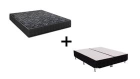 Cama Box Queen 158 Bipartido Matelassê Onda Preto com Colchão Lisboa Espuma D28 Preto Bello Box