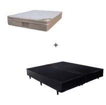 Cama Box Queen 158 Bipartido Sintético Preto com Colchão Ortobom Airtech Spring Pocket D26 Bege 70x158x188