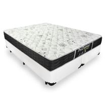 Cama Box Queen 158 Bipartido Tecido Sintético Branco com Colchão De Molas - Probel Prodormir Sleep Black