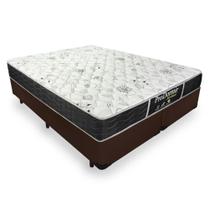 Cama Box Queen 158 Bipartido Tecido Sintético Marrom com Colchão De Molas - Probel Prodormir Sleep Black
