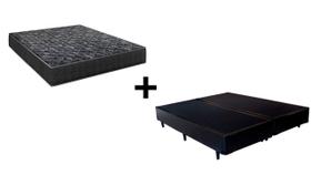 Cama Box Queen 158 Bipartido Tecido Sintético Preto com Colchão Lisboa Espuma D28 Preto