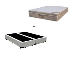 Cama Box Queen 158 Sintético Branco com Colchão Ortobom Airtech Spring Pocket D26 Bege 70x158x198