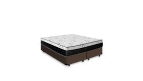 Cama Box Queen 158 Sintético Marrom com Colchão Espuma D33 One Face 57X158X198