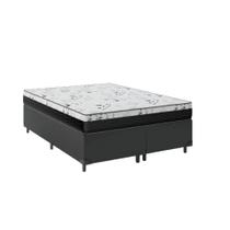 Cama Box Queen 158 Sintético Preto com Colchão Espuma D33 One Face 57X158X198