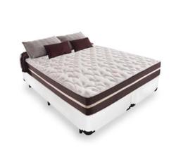 Cama Box Queen 158 Tecido Sintético Branco com Colchão Little Angel - Bello Box - Mola Superlastic 22x158x198 Cama Box Queen 158 Tecido Sintético Branco com Colchão Little Angel - Bello Box - Mola Superlastic 22x158x198