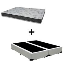 Cama Box Queen 158 Tecido Sintético Branco Com Colchão Miller - 100% Espuma - D33 Cinza 54x158x198 Cama Box Queen 158 Tecido Sintético Branco Com Colchão Miller - 100% Espuma - D33 Cinza 54x158x198