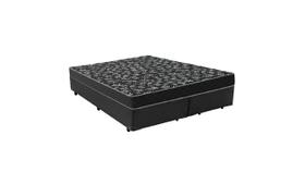 Cama Box Queen 158 Tecido Sintético Preto Com Colchão Espuma D20 - Tampo Preto 12cm Cama Box Queen 158 Tecido Sintético Preto Com Colchão Espuma D20 - Tampo Preto 12cm