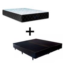 Cama Box Queen 158 Tecido Sintético Preto Com Colchão Marrocos - Poliéster - Espuma D33 30cm Cama Box Queen 158 Tecido Sintético Preto Com Colchão Marrocos - Poliéster - Espuma D33 30cm