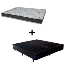 Cama Box Queen 158 Tecido Sintético Preto Com Colchão Miller Bello Box - 100% Espuma - D33 Cinza 54x158x198