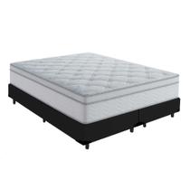 Cama Box Queen 158 Tecido Sintético Preto Com Colchão Toronto Molas Ensacadas Branco D33 Cama Box Queen 158 Tecido Sintético Preto Com Colchão Toronto Molas Ensacadas Branco D33
