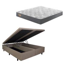 Cama Box Queen Baú Bege com Colchão Adapto Molas Ensacadas Cama Box Queen Baú Bege com Colchão Adapto Molas Ensacadas