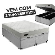 Cama Box Queen Baú + Colchão Molas Ensacadas Umaflex 158x198x62cm FL - Nova Box