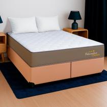 Cama Box Queen Bege + Colchão Liverpool D33 PoliConfort