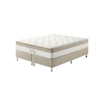 Cama Box Queen Bege + Colchão Molas Ensacadas Houston Pillow Inn 158x198x65cm