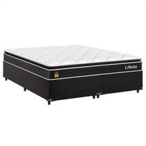 Cama Box Queen Bipartido + Colchão Life D33 Pillow Top Firme