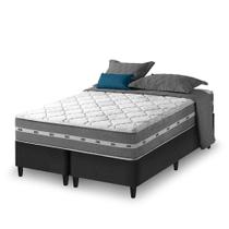 Cama Box Queen Bipartido Preto + Colchão Molas Ensacadas Zidi Miami 158x198x59cm Cama Box Queen Bipartido Preto + Colchão Molas Ensacadas Zidi Miami 158x198x59cm