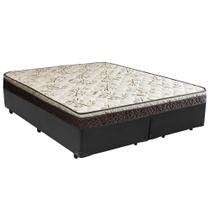 Cama Box Queen Bipartido Sintético + Colchão Elegance Ortopédico Espuma D33 63x158x198 cinza