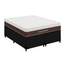 Cama Box Queen Bipartido Sintético + Colchão Molas Ensacadas Royal Sleep Elegance 158cm - Suporta Até 150 Kg Por Pessoa
