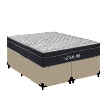 Cama Box Queen Bipartido Sintético + Colchão Molas Ensacadas Royal Sleep Royal Air 158cm