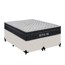 Cama Box Queen Bipartido Sintético + Colchão Molas Ensacadas Royal Sleep Royal Air 158x198x62