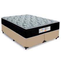 Cama Box Queen Bipartido Sintético + Colchão Molas Ensacadas SerenePrime Sonnolux 158x198x65 Bege