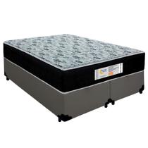 Cama Box Queen Bipartido Sintético + Colchão Molas Ensacadas SerenePrime Sonnolux 158x198x65 Cinza