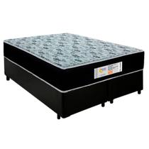 Cama Box Queen Bipartido Sintético + Colchão Molas Ensacadas Sereneprime Sonnolux 158x198x65 Cor:preto