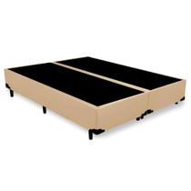 Cama Box Queen Bipartido Starflex Sintético Bege 158x198x42 Cama Box Queen Bipartido Starflex Sintético Bege 158x198x42