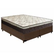 Cama Box Queen Bipartido Suede + Colchão Elegance Ortopédico Espuma D33 Extra Firme 158x198x63 Marrom