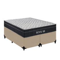 Cama Box Queen Bipartido Suede + Colchão Molas Ensacadas Royal Sleep Royal Air 158cm - Suporta Até 150 Kg Por Pessoa