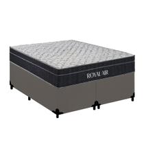 Cama Box Queen Bipartido Suede + Colchão Molas Ensacadas Royal Sleep Royal Air 158x198x62