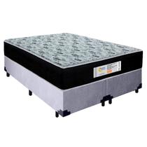 Cama Box Queen Bipartido Suede + Colchão Molas Ensacadas SerenePrime Sonnolux 158x198x65 Cinza