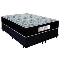 Cama Box Queen Bipartido Suede + Colchão Molas Ensacadas SerenePrime Sonnolux 158x198x65 Preto