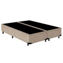 Cama Box Queen Bipartido Suede Mega Cama Bege 158x198x42cm