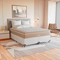 Cama Box Queen Branco + Colchão Paris Molas Ensacadas Bege Cama Box Queen Branco + Colchão Paris Molas Ensacadas Bege