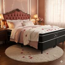 Cama Box Queen Castor Black e White Air One Face D33 158x198x50 + Box Castor
