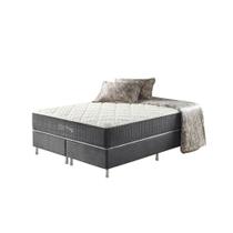 Cama Box Queen Cinza + Colchão Molas Ensacadas Suporte 200 Kg Fort Wayne 158x198x67cm