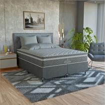 Cama Box Queen Cinza + Colchão Paris Molas Ensacadas Cinza