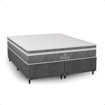 Cama Box Queen Cinza + Colchão Paris Molas Ensacadas Cinza Cama Box Queen Cinza + Colchão Paris Molas Ensacadas Cinza